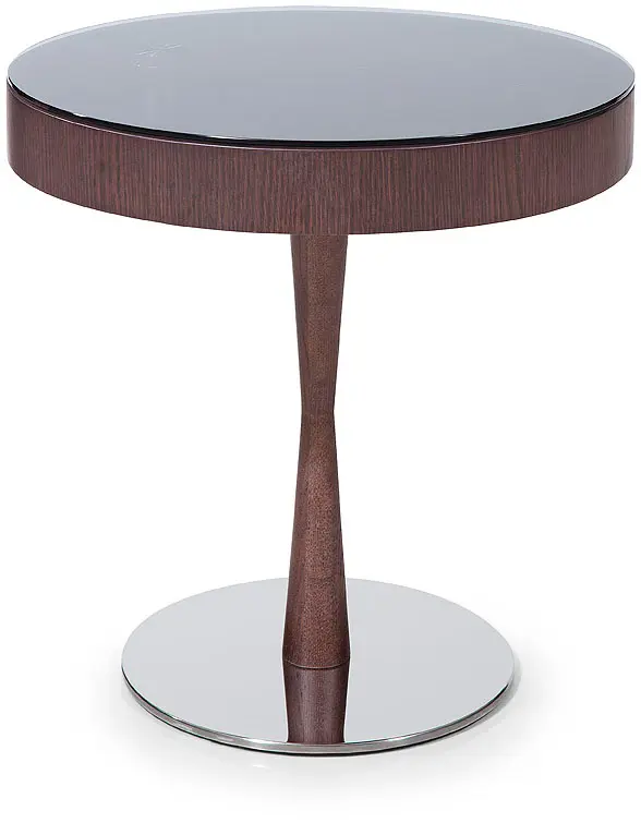 22' Brown Oak Veneer Round End Table By Homeroots