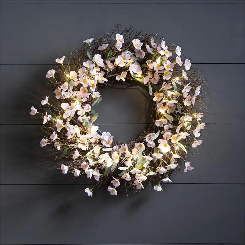 22" Cherry Blossom LED Wreath
