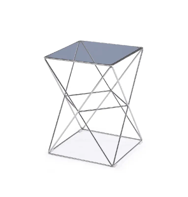 22' Glass and Stainless Steel End Table By Homeroots