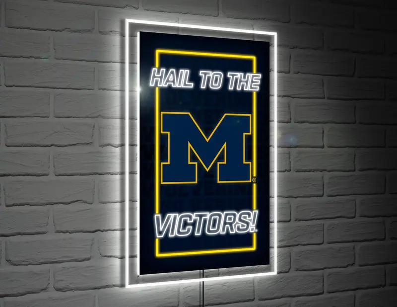 22"H x 14"L NeoLite Wall Decor, Rectangle, University Of Michigan,8led920nlrt