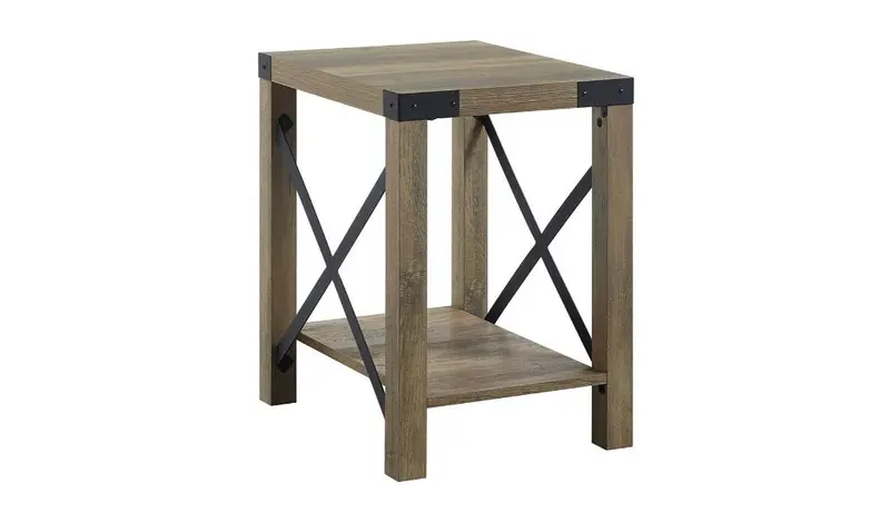 22" Rustic Oak Manufactured Wood Rectangular End Table With Shelf By Homeroots