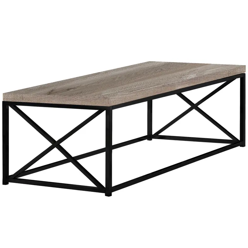 22" X 44" X 17" Taupe Black Particle Board Metal Coffee Table By Homeroots
