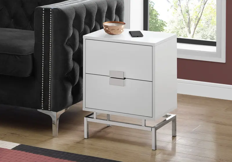 23.5" Particle Board and Chrome Metal Accent Table By Homeroots