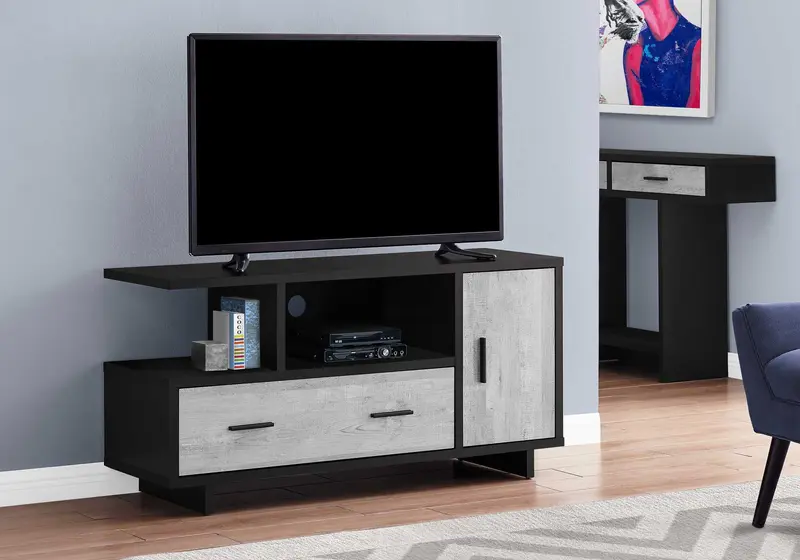 23.75" Black And Grey Particle Board Laminate And Mdf TV Stand With Storage By Homeroots