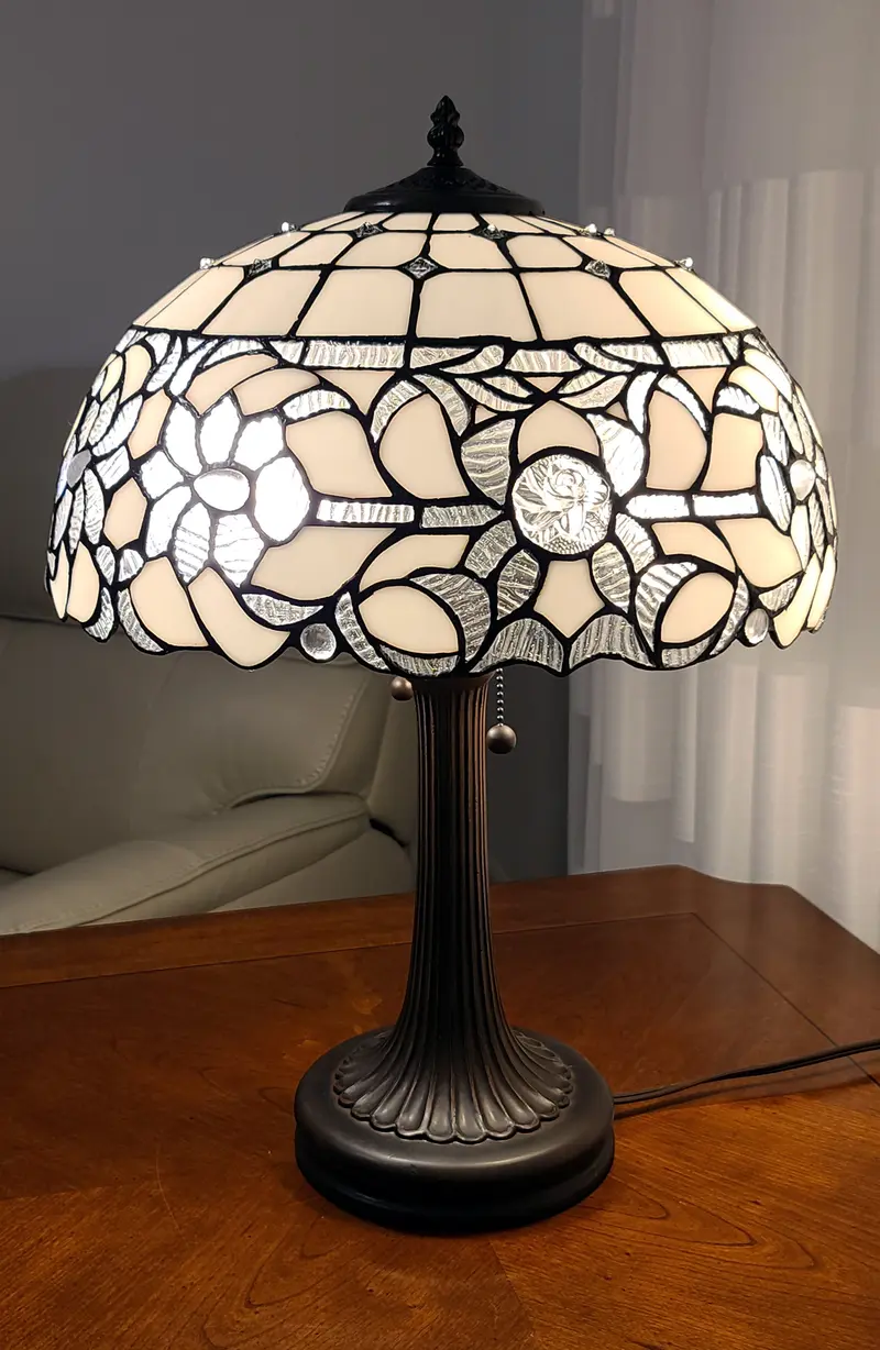 23" Stained Glass Two Light Jeweled Vintage Accent Table Lamp By Homeroots