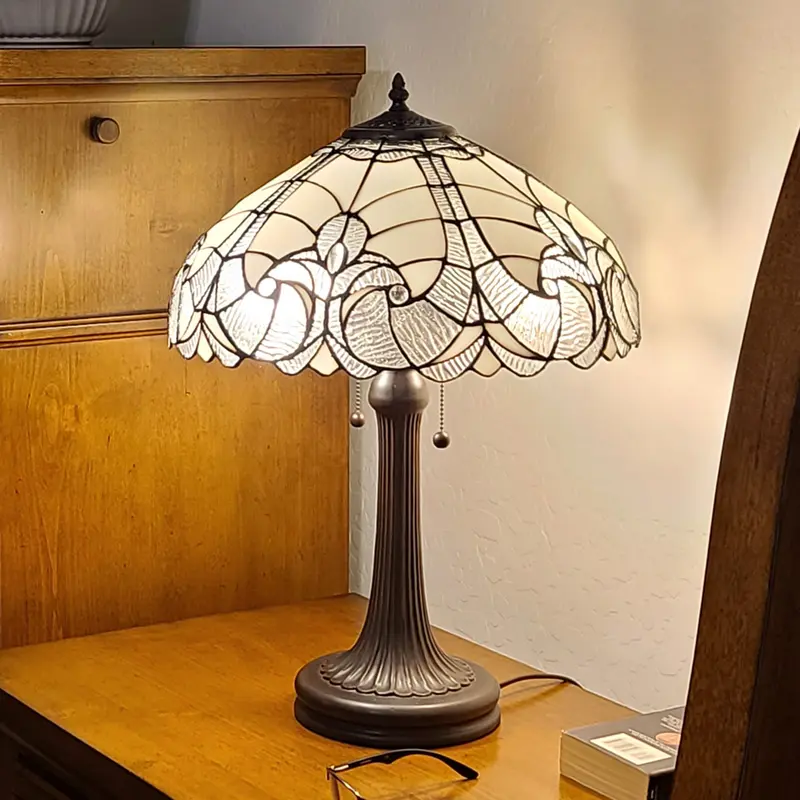 23" Stained Glass Two Light Vintage Antique Accent Table Lamp By Homeroots