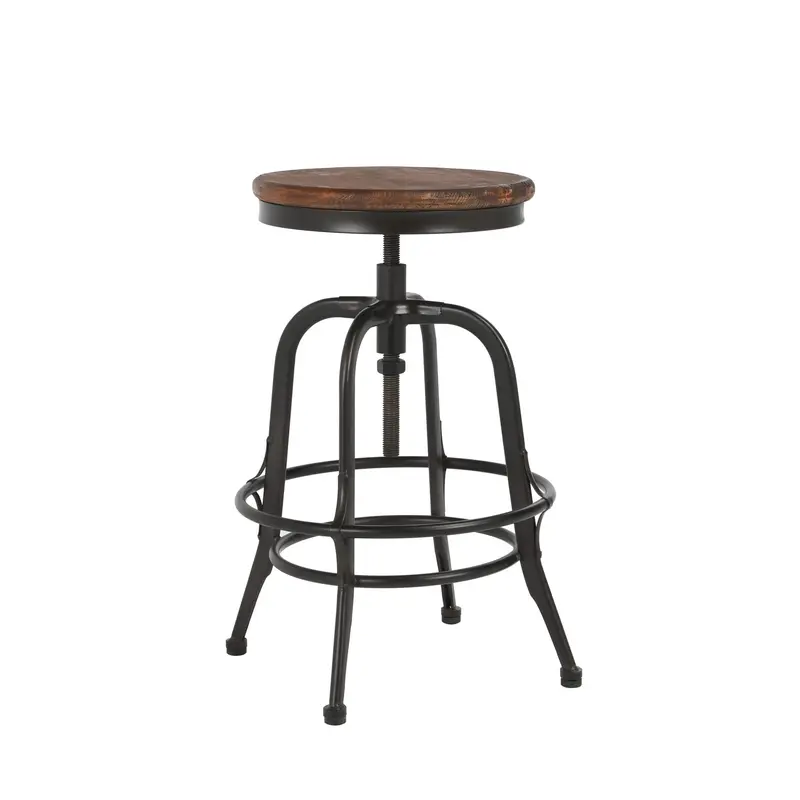 24" Brown And Black Iron Backless Adjustable Height Bar Chair With Footrest By Homeroots