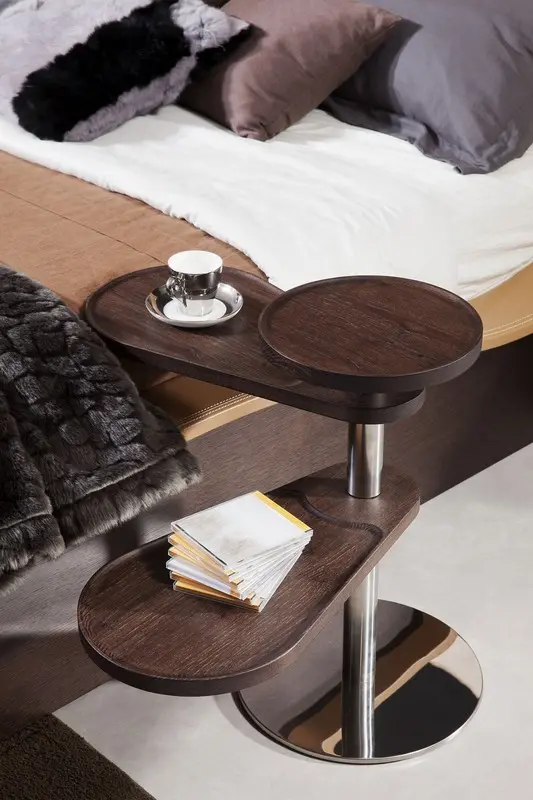 24' Brown Oak Veneer and Stainless Steel End Table By Homeroots