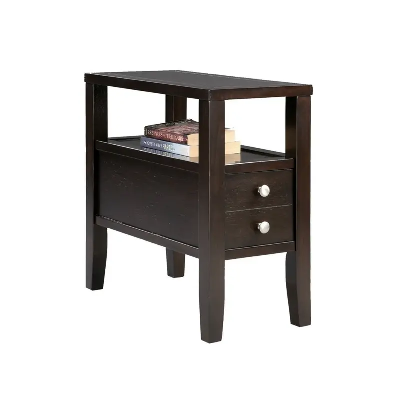 24" Brown Solid Wood Rectangular End Table With Two Drawers By Homeroots
