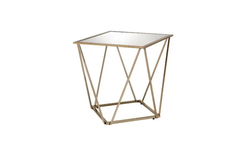 24" Champagne And Silver Glass And Metal Square Mirrored End Table By Homeroots