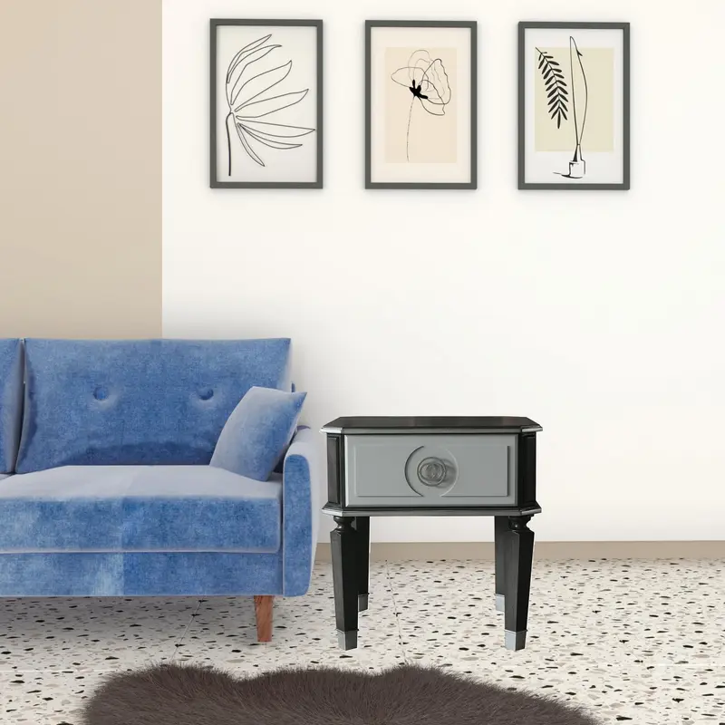 24" Charcoal And Light Gray Manufactured Wood Square End Table By Homeroots