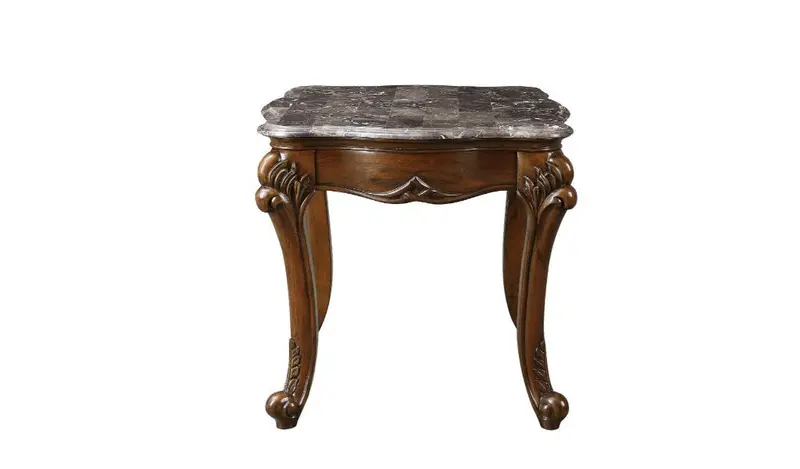 24" Cherry And Brown Marble Polyresin Rectangular End Table By Homeroots