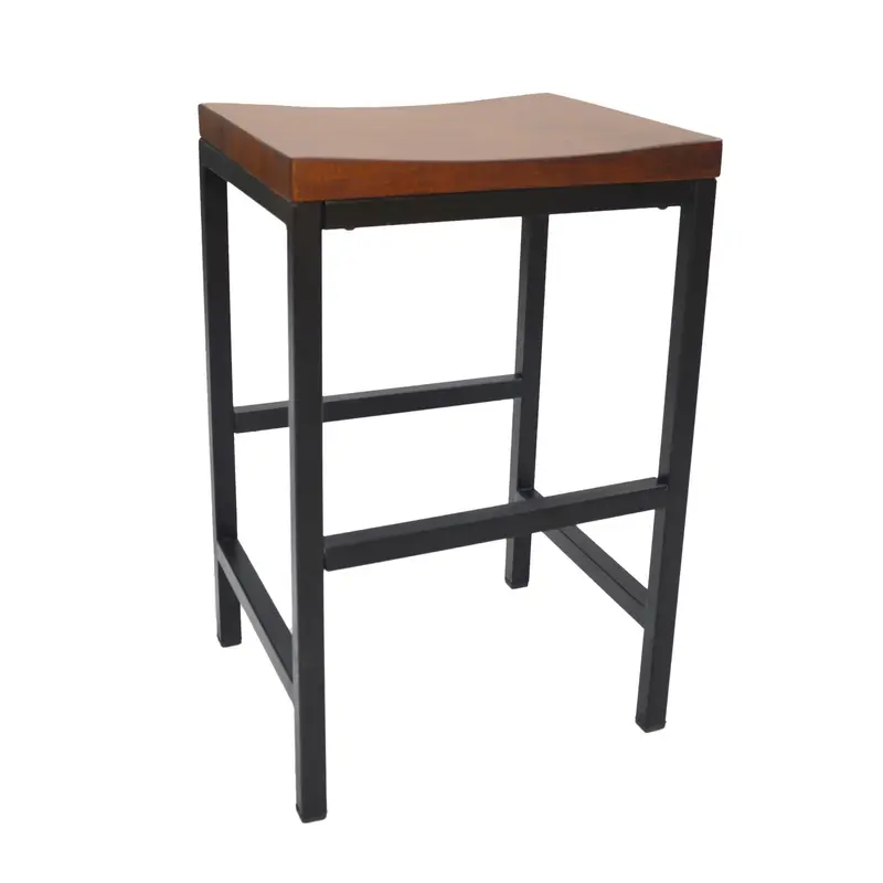 24" Chestnut Brown and Black Backless Counter Height Bar Chair With Footrest By Homeroots