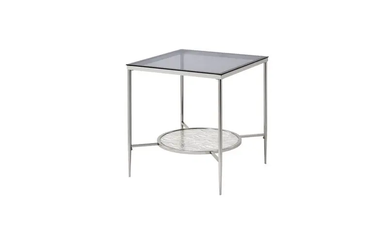 24" Chrome And Clear Glass And Metal Square End Table With Shelf By Homeroots