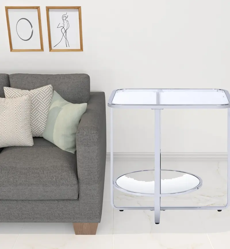 24" Chrome And Clear Glass Rectangular End Table By Homeroots