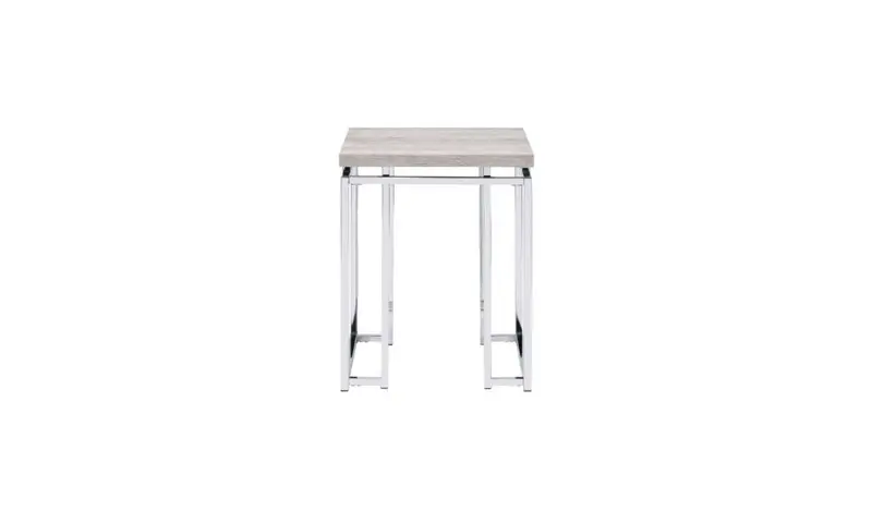 24" Chrome And Natural Oak Manufactured Wood And Metal Square End Table By Homeroots