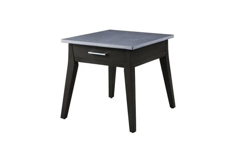 24" Dark Brown And Gray Sintered Stone Manufactured Wood Rectangular End Table With Drawer By Homeroots