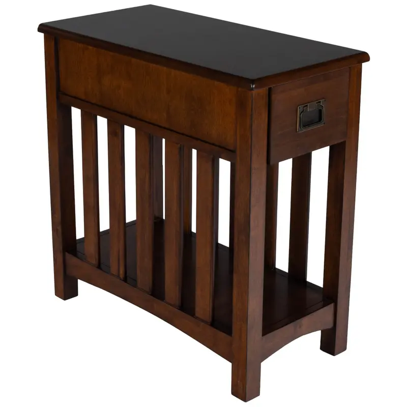 24" Dark Cherry Brown Rectangular End Table With Drawer And Shelf By Homeroots