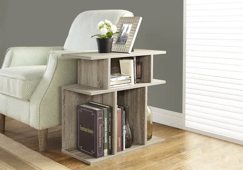 24" Deep Taupe End Table With 6 By Homeroots