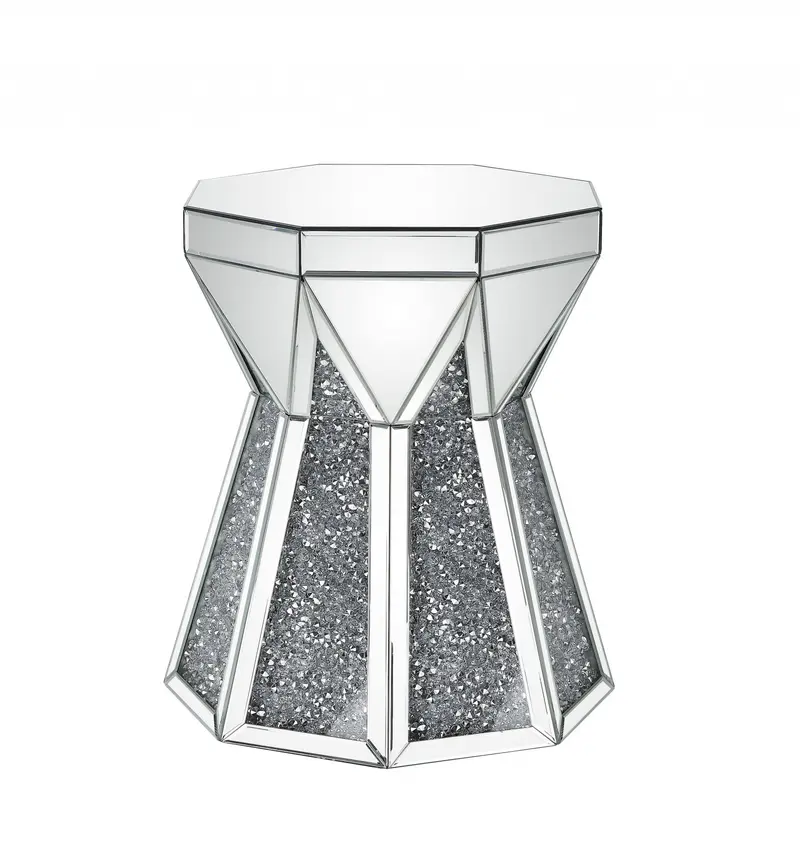 24" Gray And Silver Mirrored Octagon End Table By Homeroots