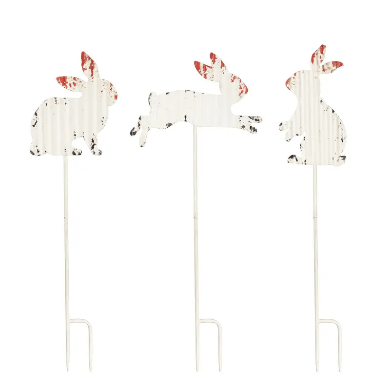 24"H Metal Bunny Garden Stake 3 ASST, 4 EA, 12 PC CDU