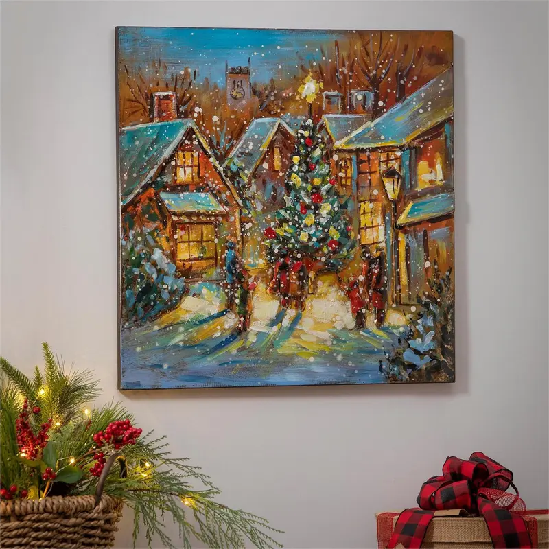 24" H x 24" L Christmas Village Metal Wall Décor
