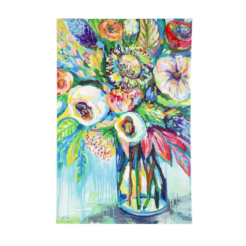 24" L x 36" H Outdoor Canvas, Color Burst Flowers