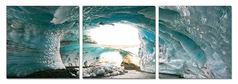 24" Multicolor Canvas 3 Horizontal Panels Ice Cave Photo By Homeroots