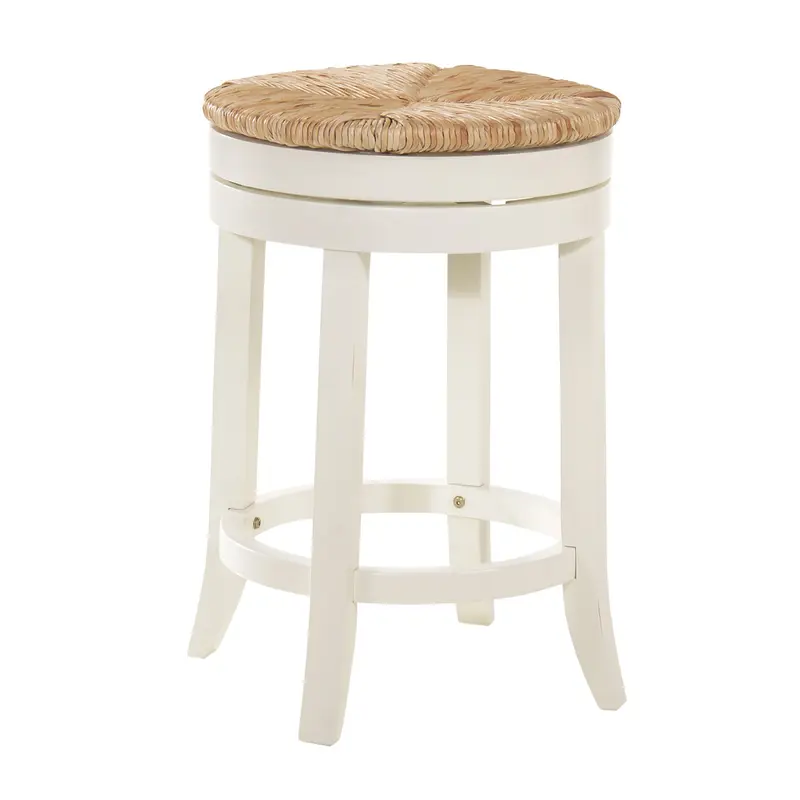 24" Natural and Antiqued White Solid Wood Swivel Backless Counter Height Bar Chair with Footrest By Homeroots