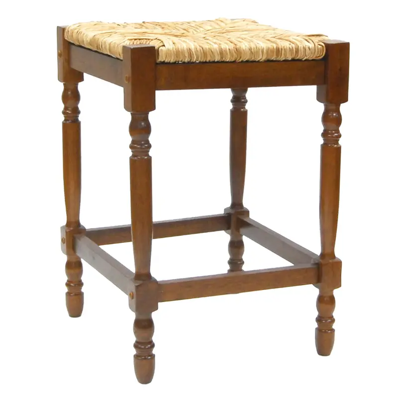 24" Natural And Brown Backless Counter Height Bar Chair With Footrest By Homeroots