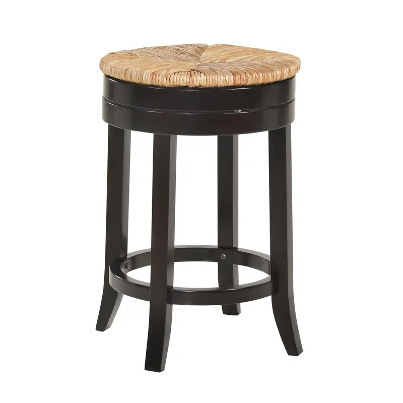 24" Natural And Espresso Swivel Backless Counter Height Bar Chair With Footrest By Homeroots