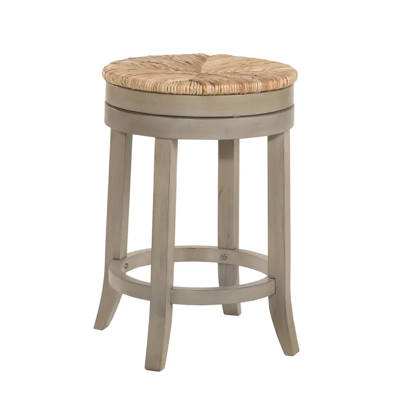 24" Natural And Gray Swivel Backless Counter Height Bar Chair With Footrest By Homeroots