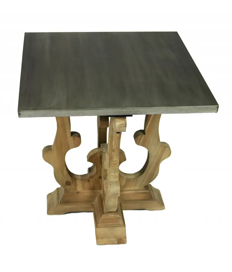 24" Natural Brown And Gray Metal And Solid Wood Square End Table By Homeroots