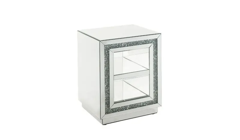 24" Silver Glass Rectangular Mirrored End Table With Two Shelves By Homeroots