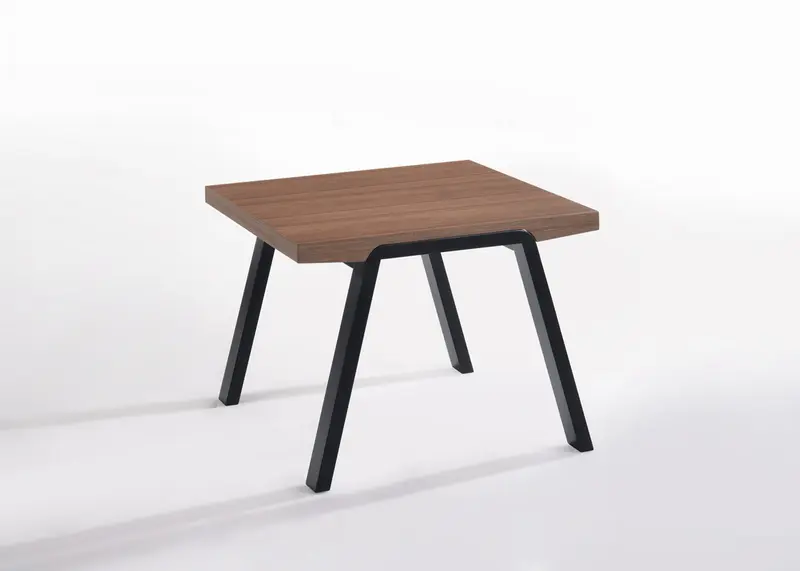 24' Walnut Wood and Black Metal End Table By Homeroots