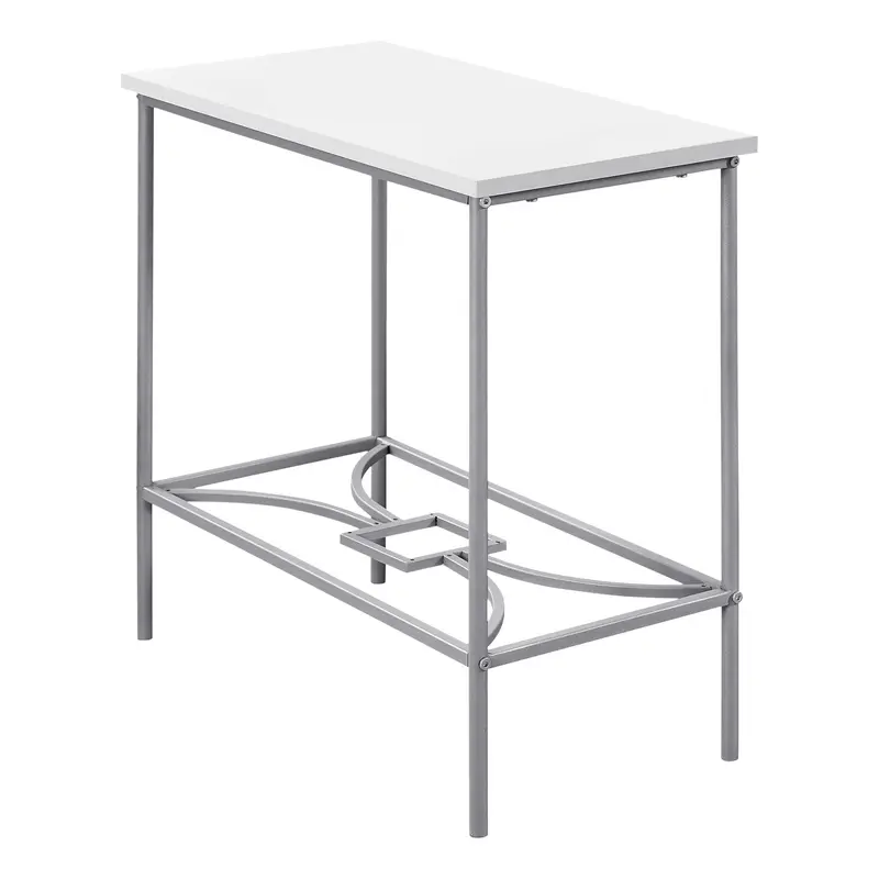 24" White And Silver Console Table With Storage By Homeroots