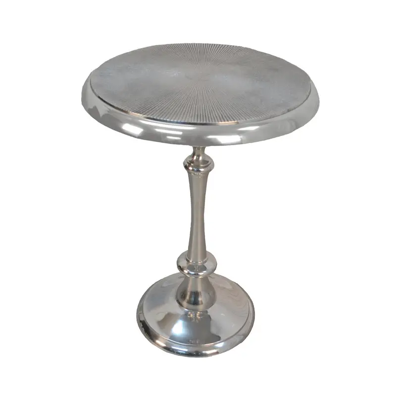 25" Aluminum Metal Textured Round Top End Table By Homeroots