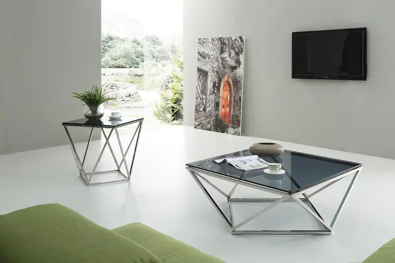 25' Glass and Stainless Steel End Table By Homeroots