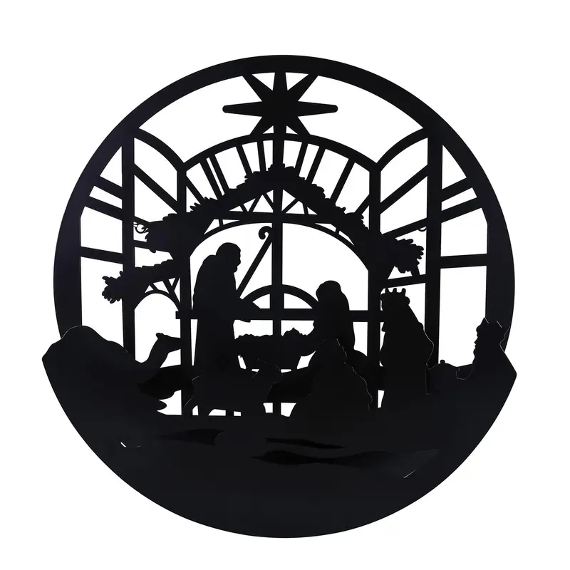25"H x 25"L Laser-Cut Nativity Scene Shadow Wall Art