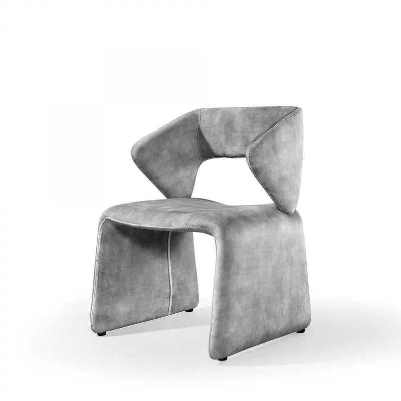 25" Light Grey Velvet Solid Color Side Chair By Homeroots
