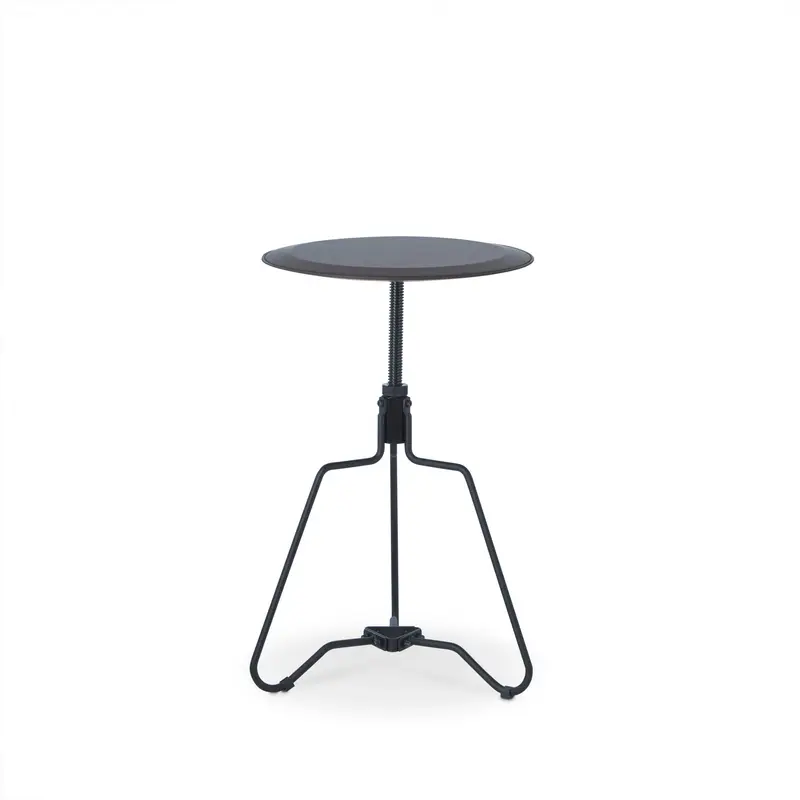 25" Sandy Black And Espresso Veneer And Metal Round End Table By Homeroots