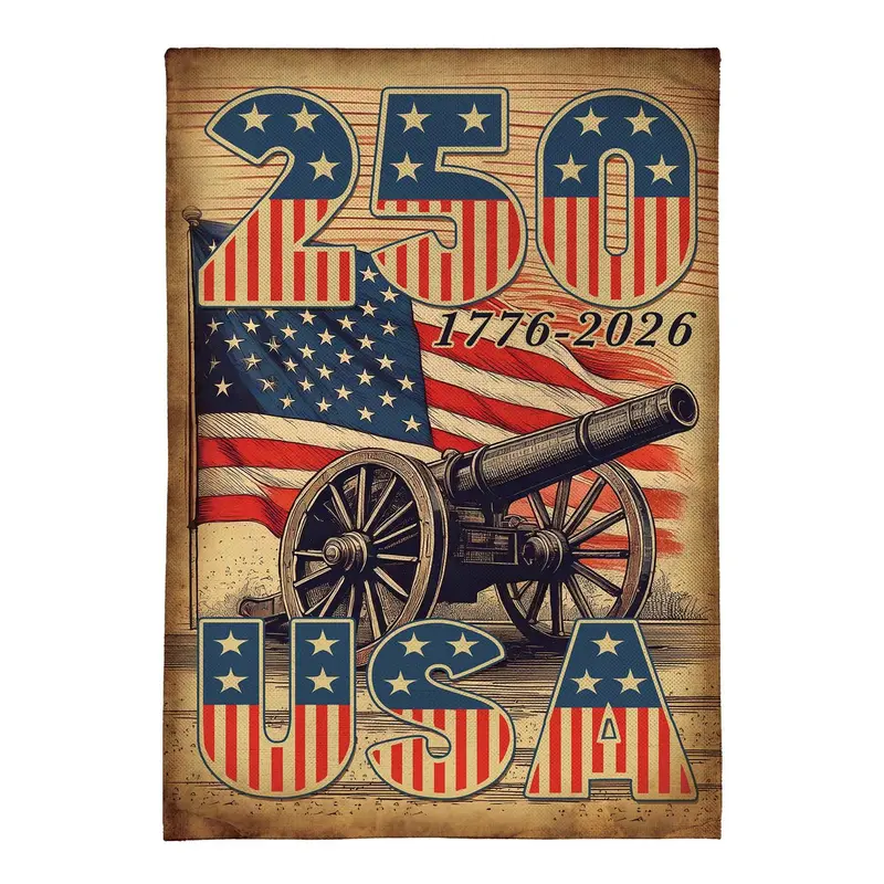 250th Anniversary Cannons Burlap House Flag