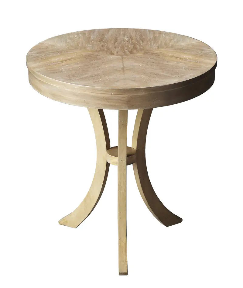 26" Beige Distressed Round Three Leg End Table By Homeroots