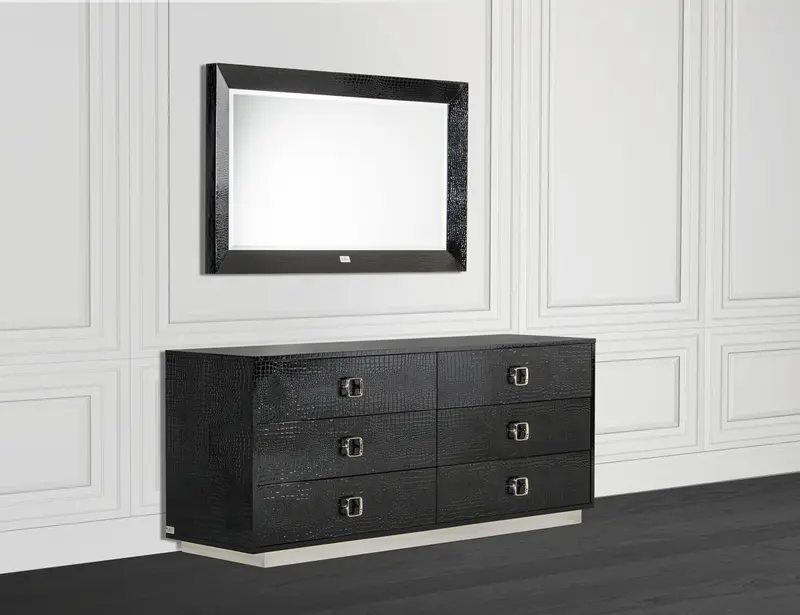 26' Black Crocodile Mdf Dresser By Homeroots