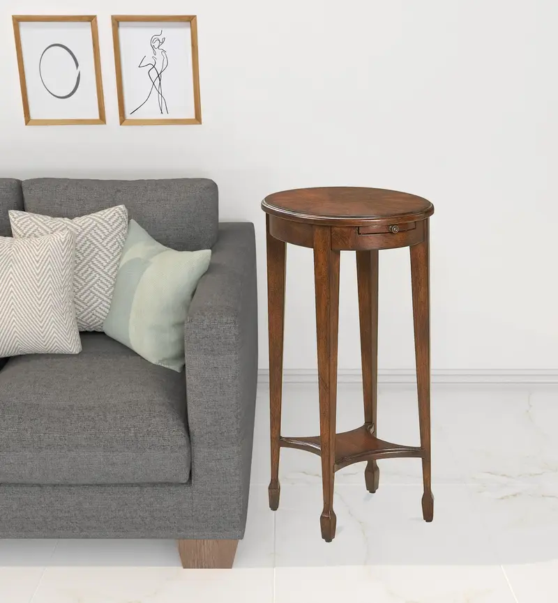26" Dark Brown And Cherry Manufactured Wood Oval End Table With Shelf By Homeroots