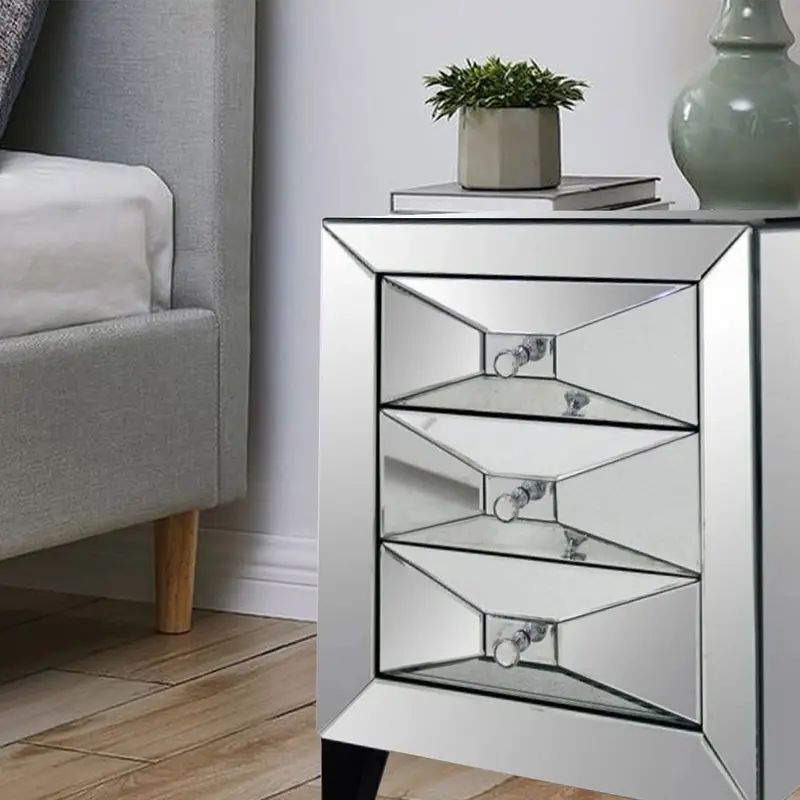 26' Glass And Mdf Bedside Table With A Mirror By Homeroots