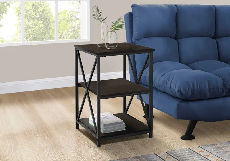26" Rectangular Espresso Black Metal Accent Table By Homeroots