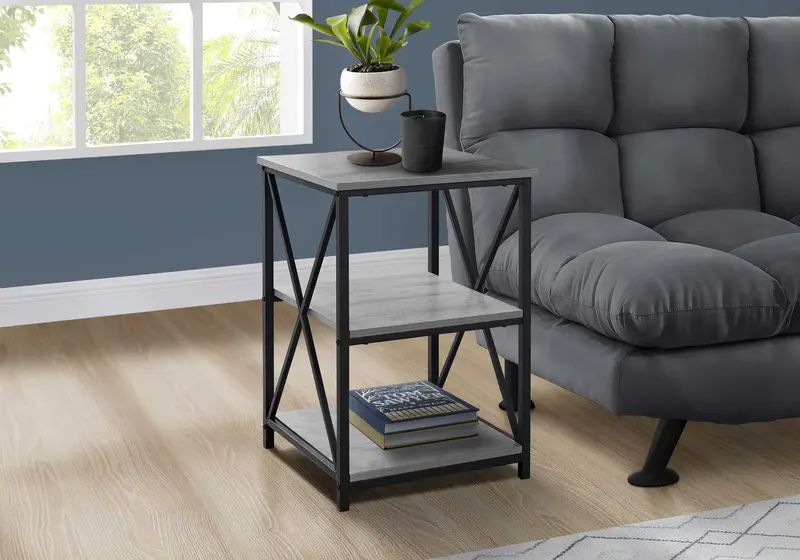 26" Rectangular Grey Black Metal Accent Table By Homeroots