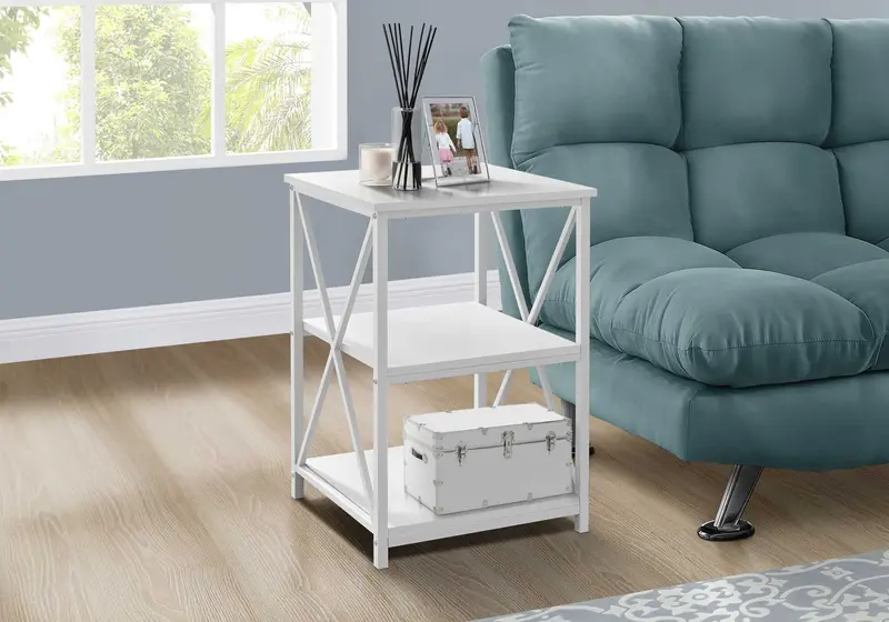 26" Rectangular White White Metal Accent Table By Homeroots