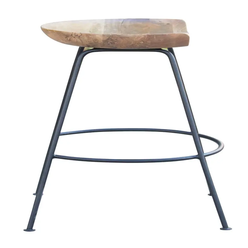 26" Wood Brown And Light Gray Backless Counter Height Bar Chair With Footrest By Homeroots